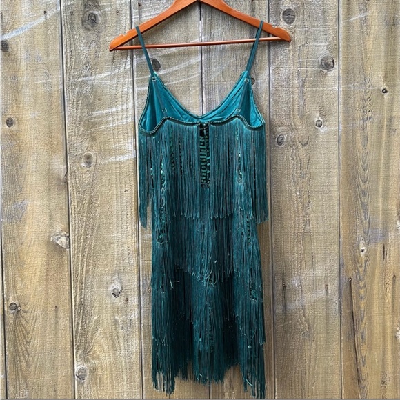 Emerald Green Sequin Fringe Bodycon Mini Dress 🌿 - Picture 8 of 10